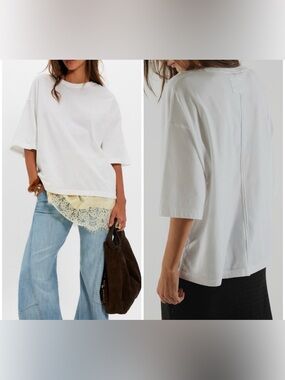 NWOT Free People We The Free Perfect Oversized Tee - white - XS, Medium, Large